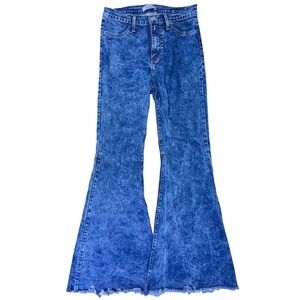 Judy Blue High Rise Flare Jeans Size 9‎ / 29 Distressed Hem USA Made